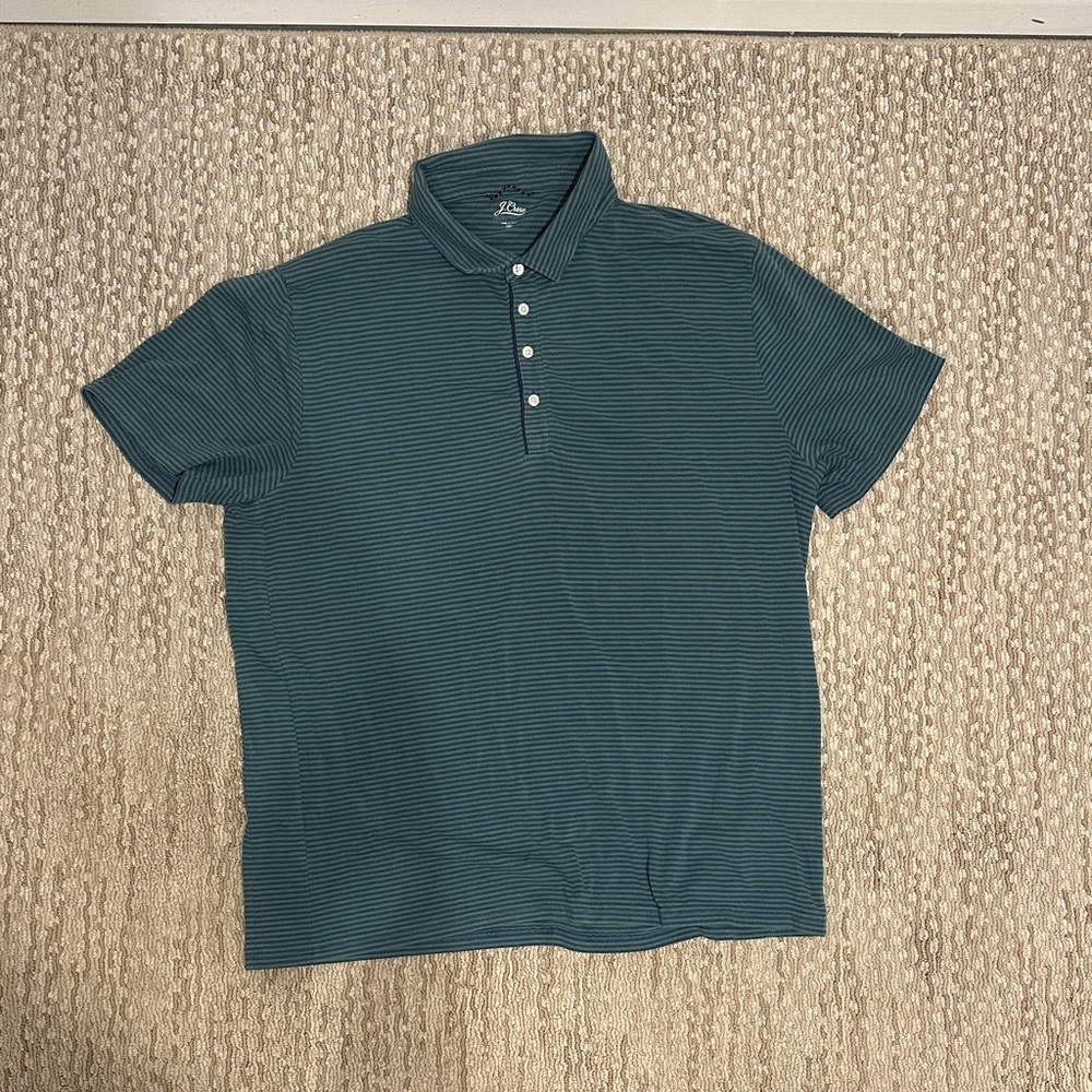 J. Crew Dark Green Striped Polo Shirt (341)